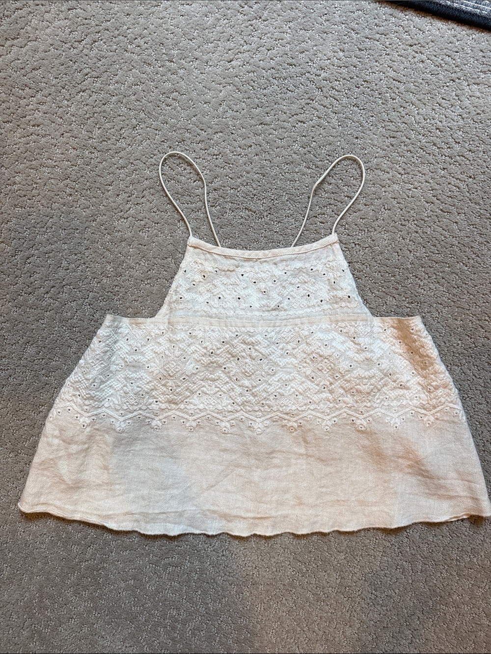 Women's Cream Eyelet Crochet Sleeveless Tank Top - Picture 1 of 6
